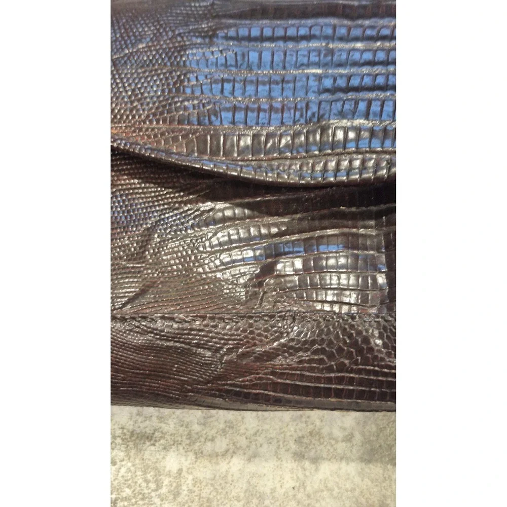 THE SPEAKEASY SIREN Vintage Mid-Century Oxblood Reptile-Texture Envelope Clutch